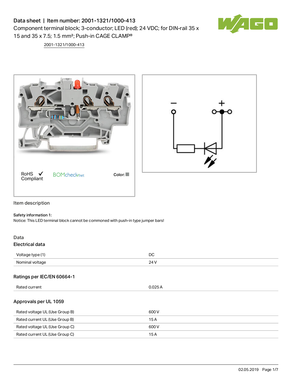 Wago 2001-1321/1000-413 Data Sheet