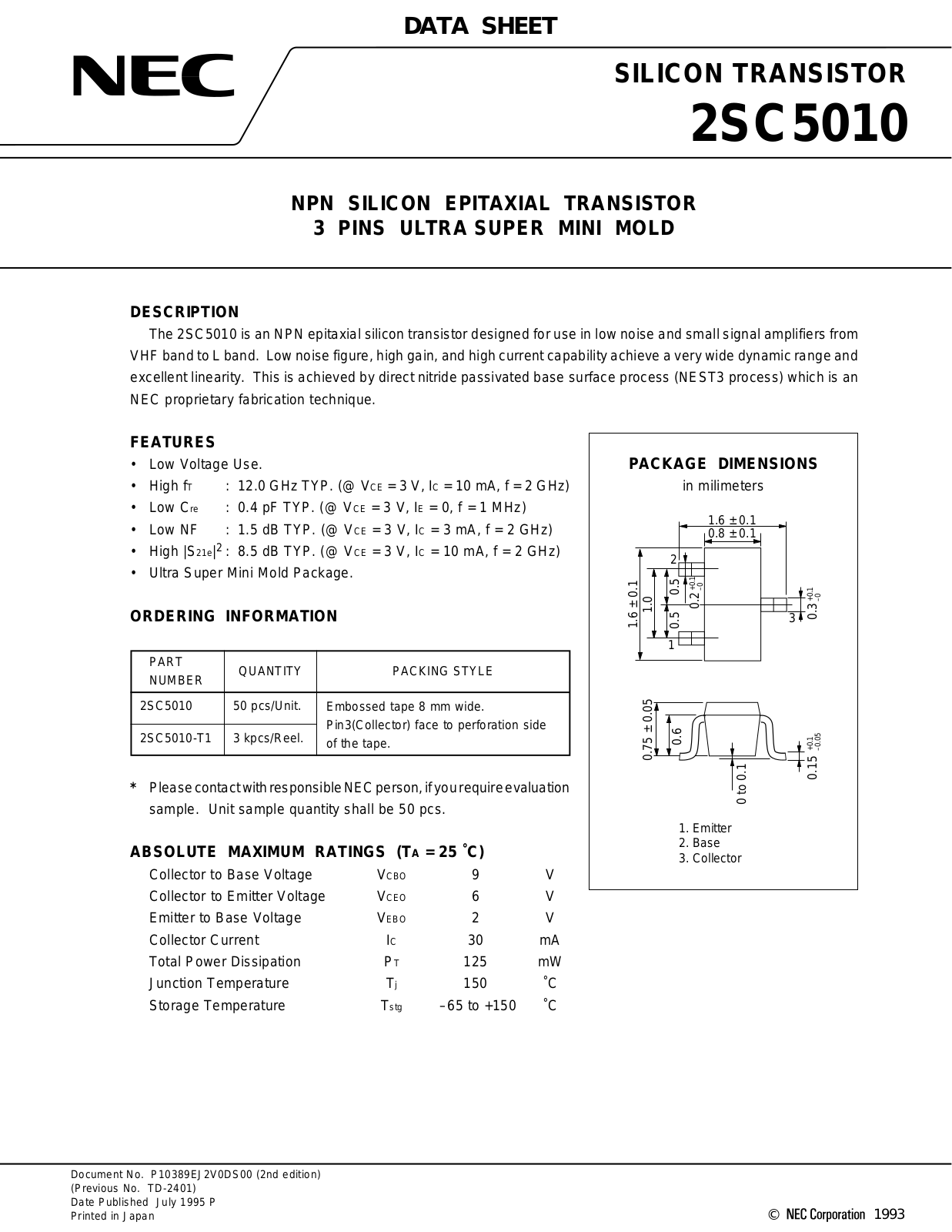 NEC 2sc5010 Datasets - ManualMachine.com