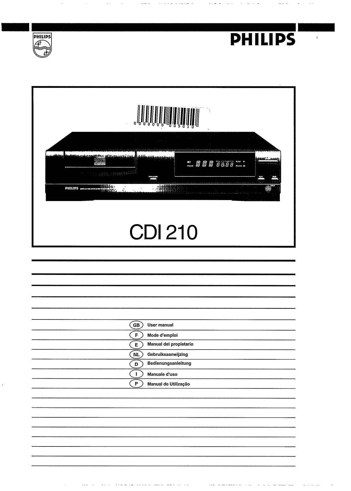 Philips CDI210/P0P, CDI210/P0C, CDI210/00 User Manual