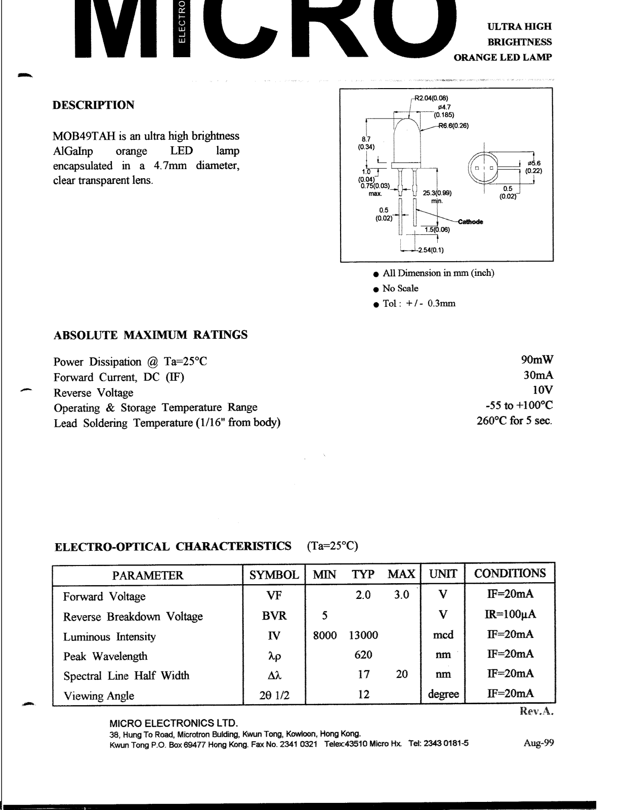 MICRO MOB49TAH Datasheet