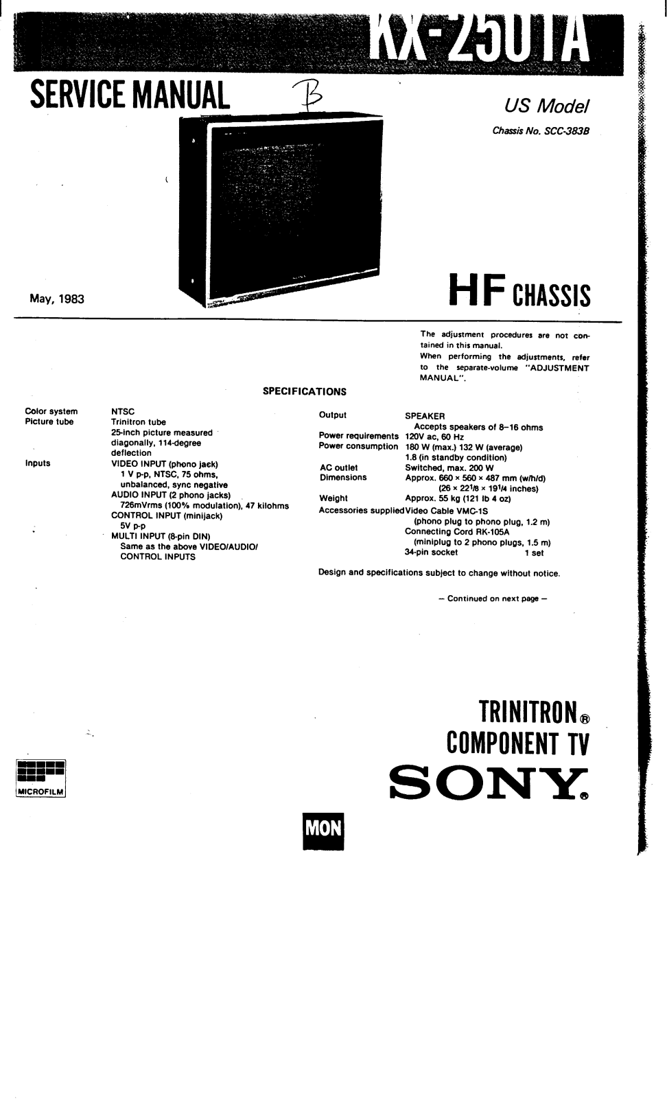 Sony KX2501A Service manual