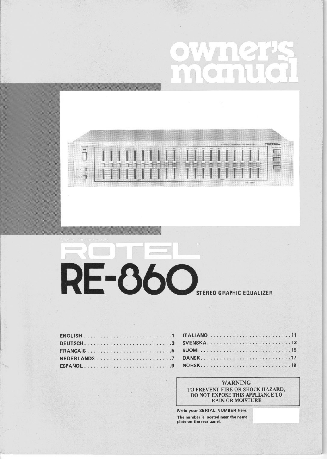 Rotel RE-860 User Manual