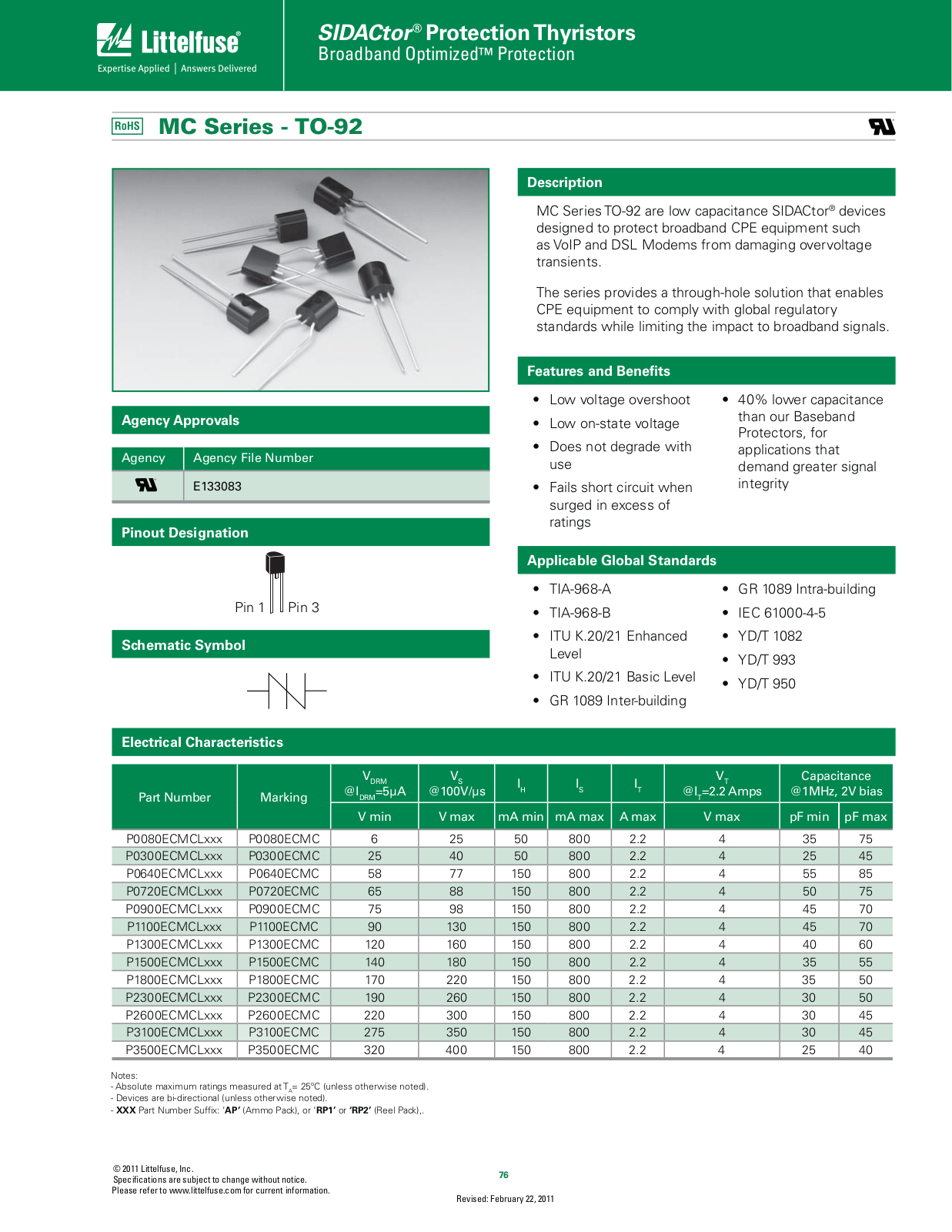 Littelfuse MC  TO-92 User Manual