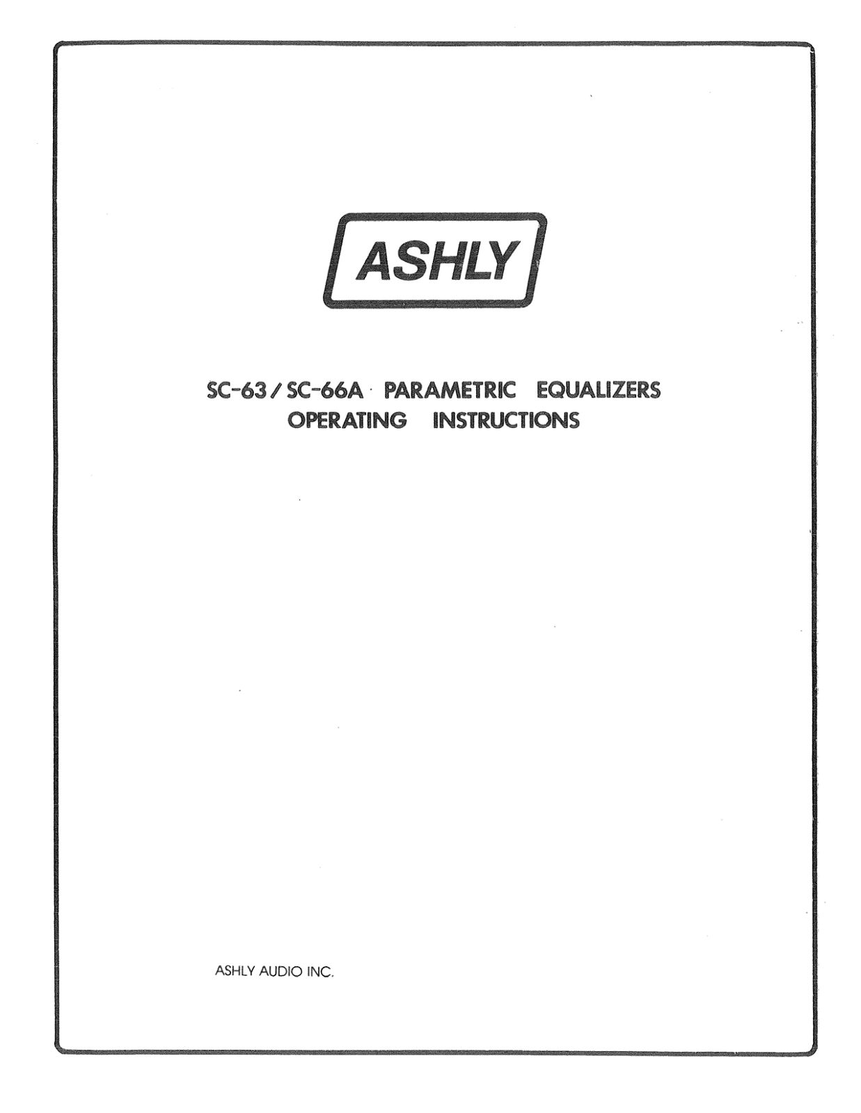 Ashly SC-66A User Manual