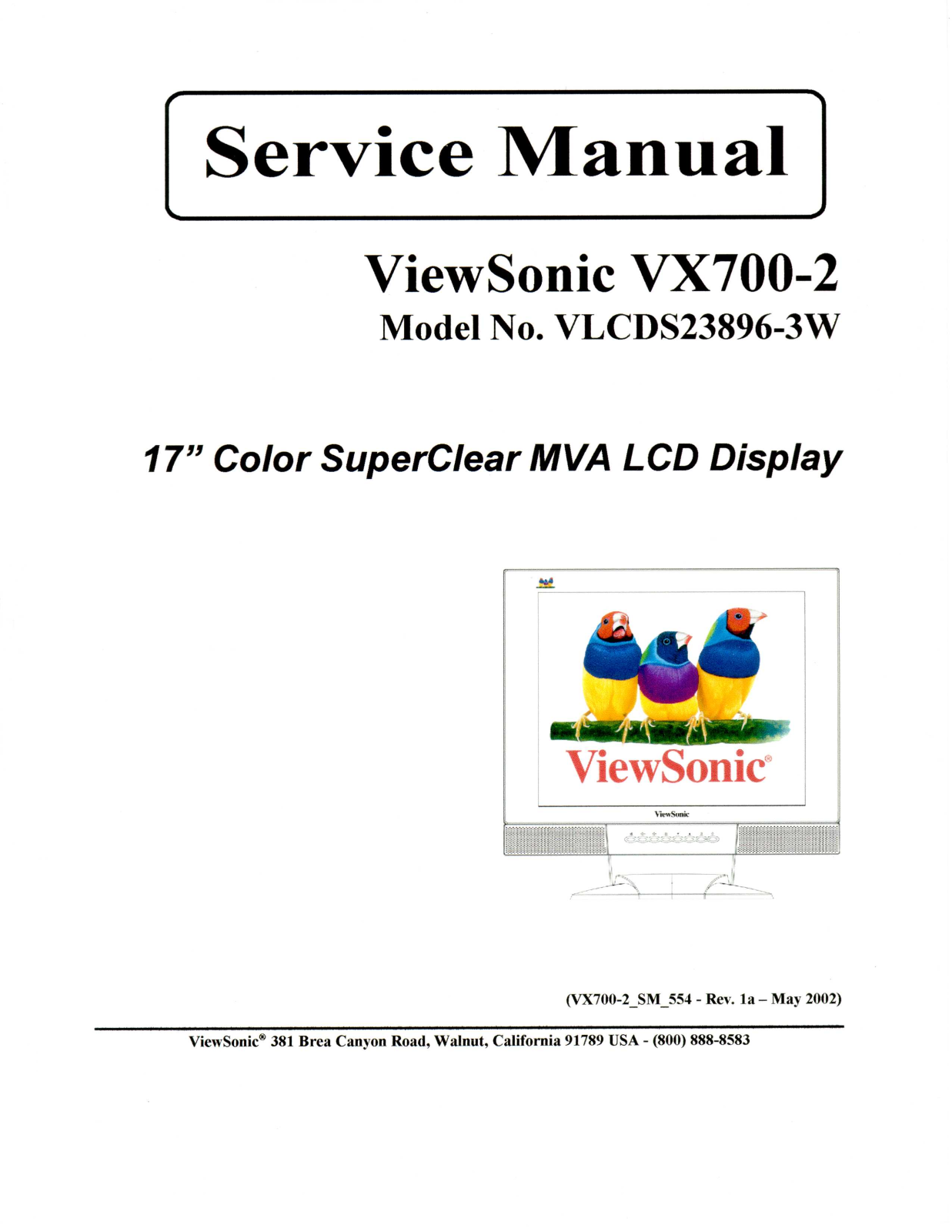 Viewsonic VX700-2 Service Manual 1a