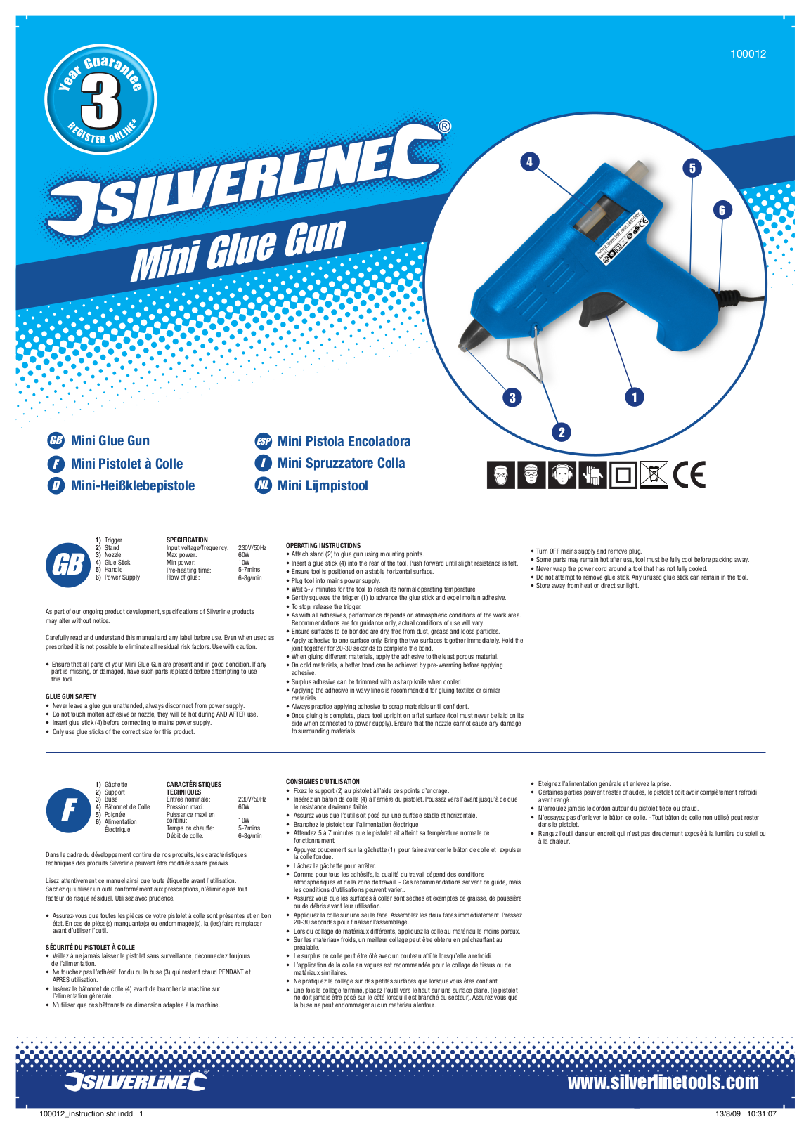 Silverline Mini Glue Gun User Manual