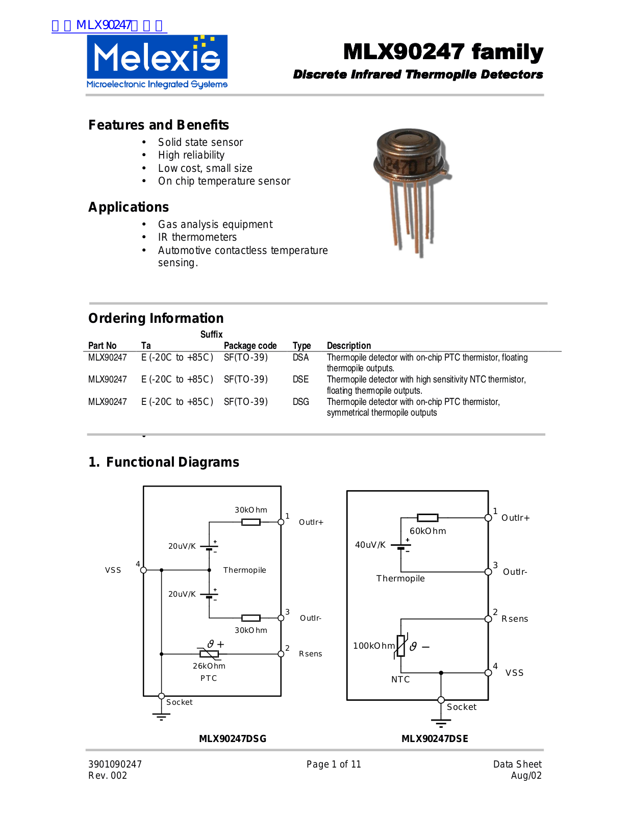 Melexis MLX90247 Technical data