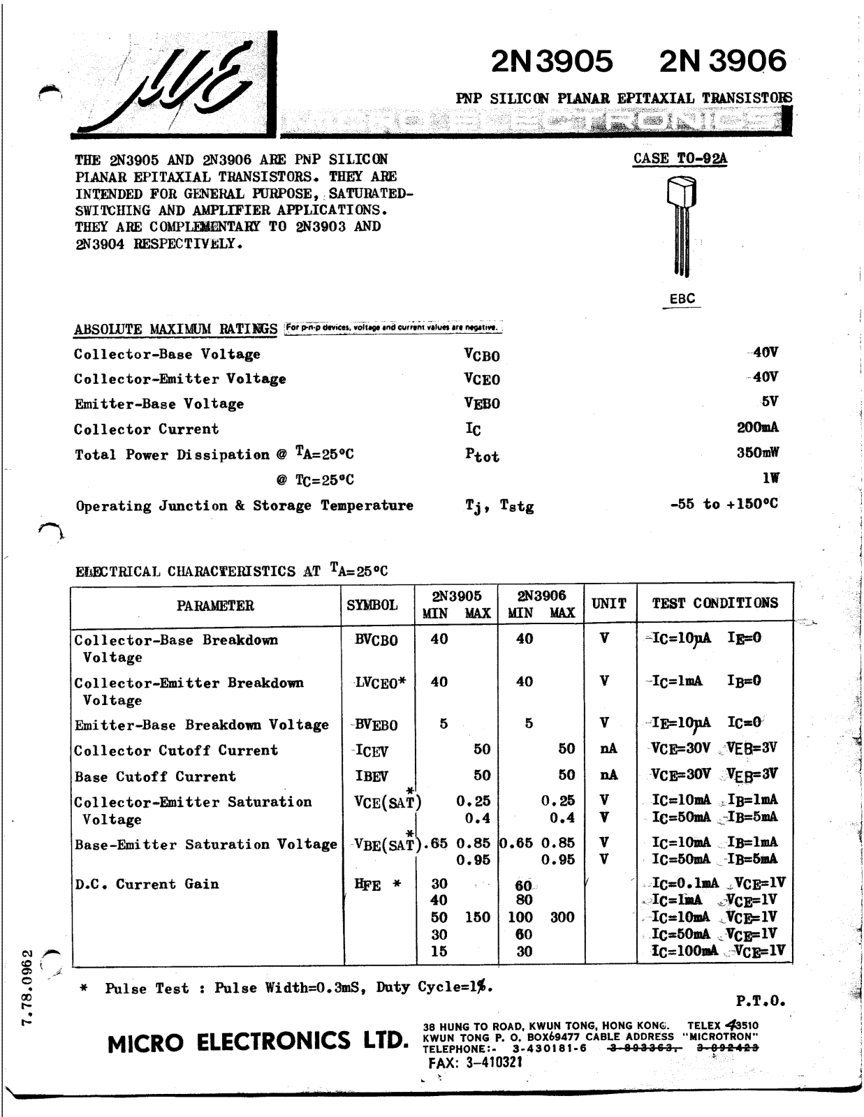 ME 2N3906, 2N3905 Datasheet