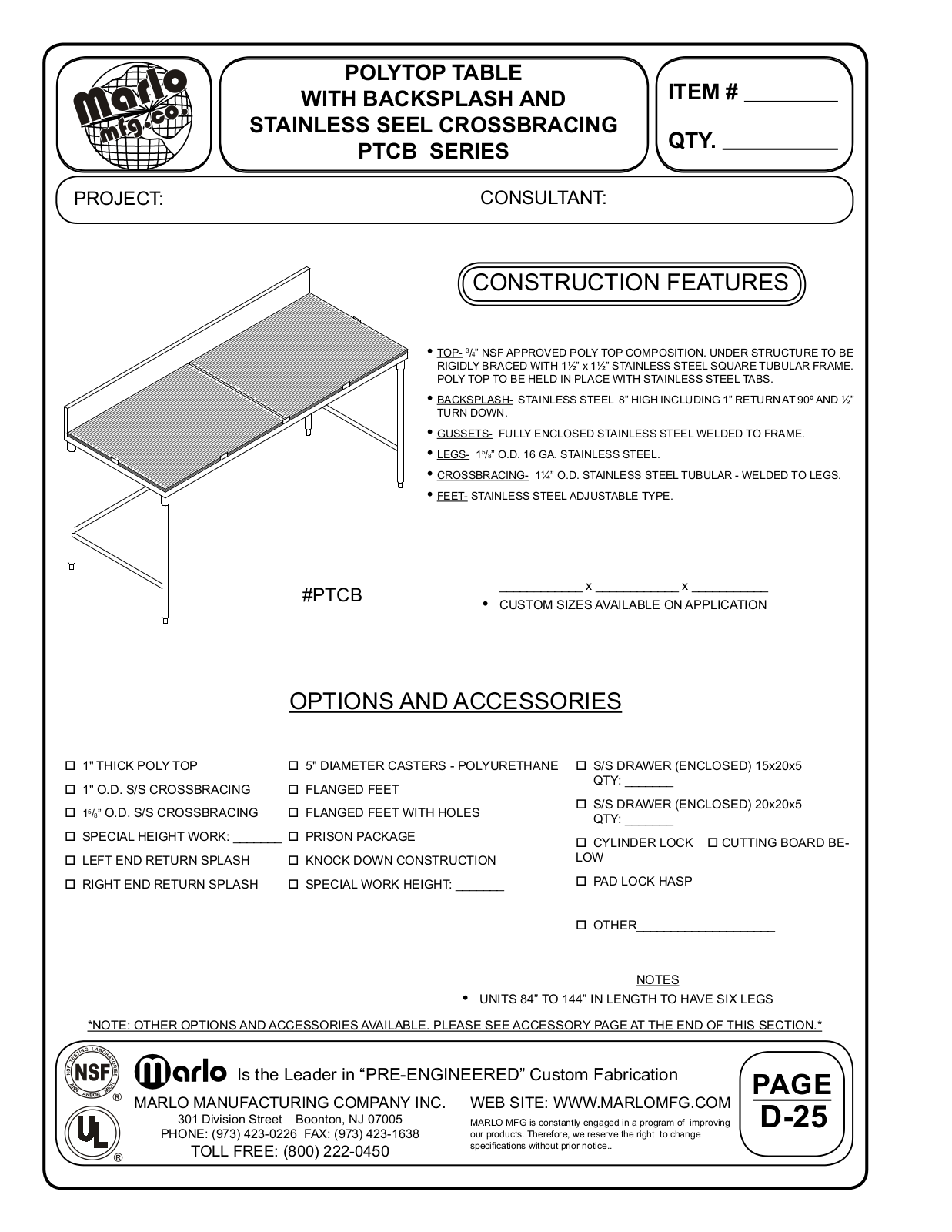 Marlo PTCB10830 User Manual