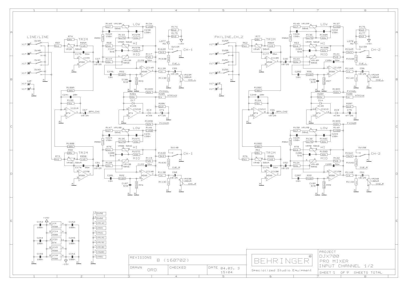 Behringer DJX700 Schematic