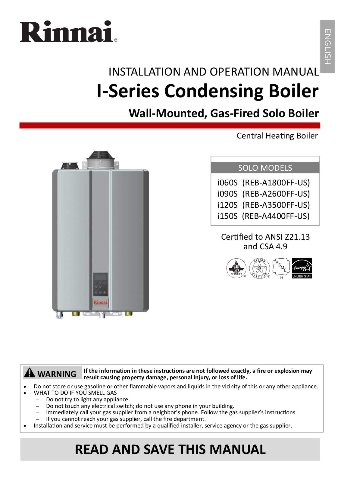 Rinnai Water Heater i060SN Installation  Manual