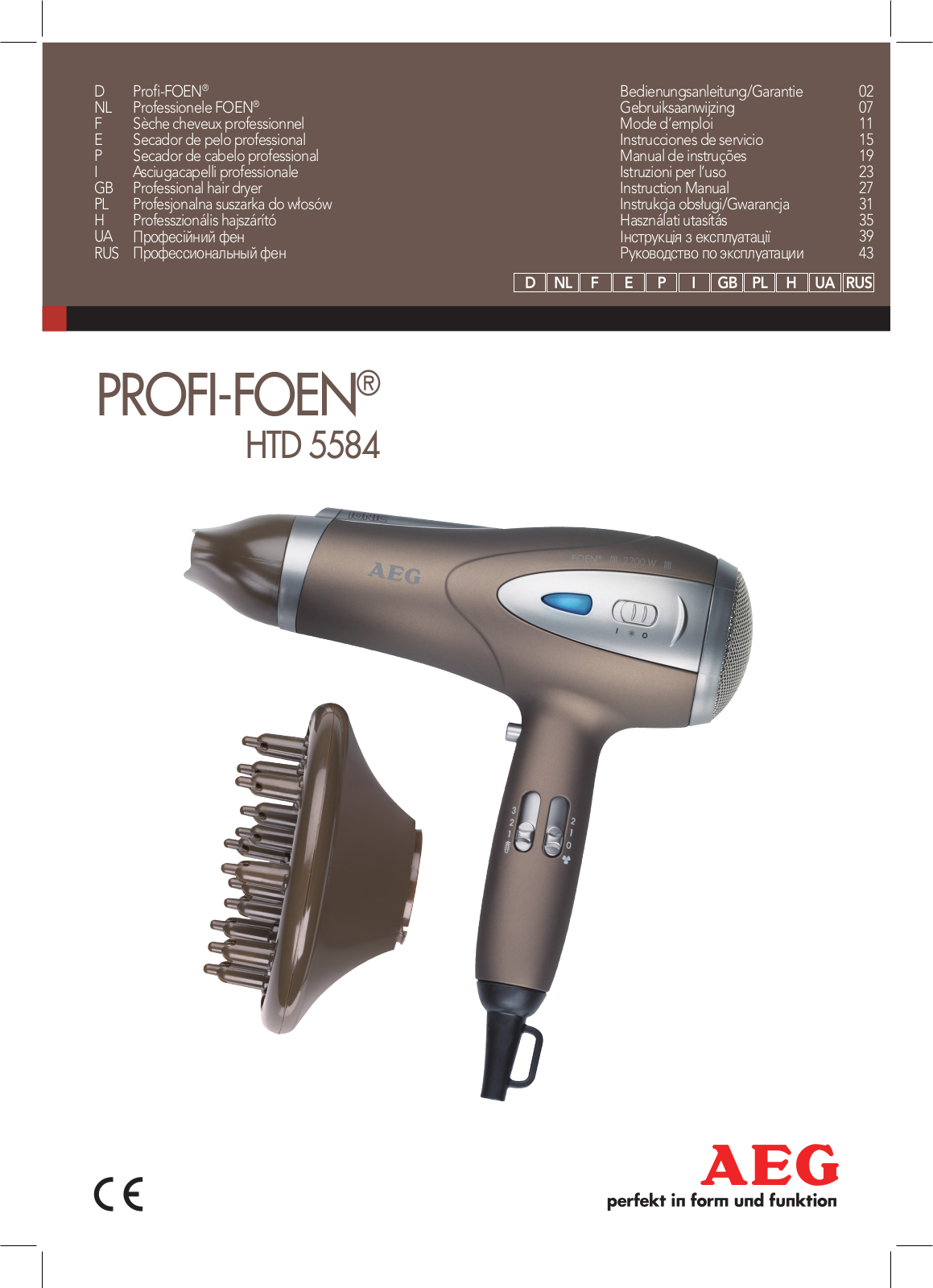 AEG HTD 5584 Profi-Foen User Manual