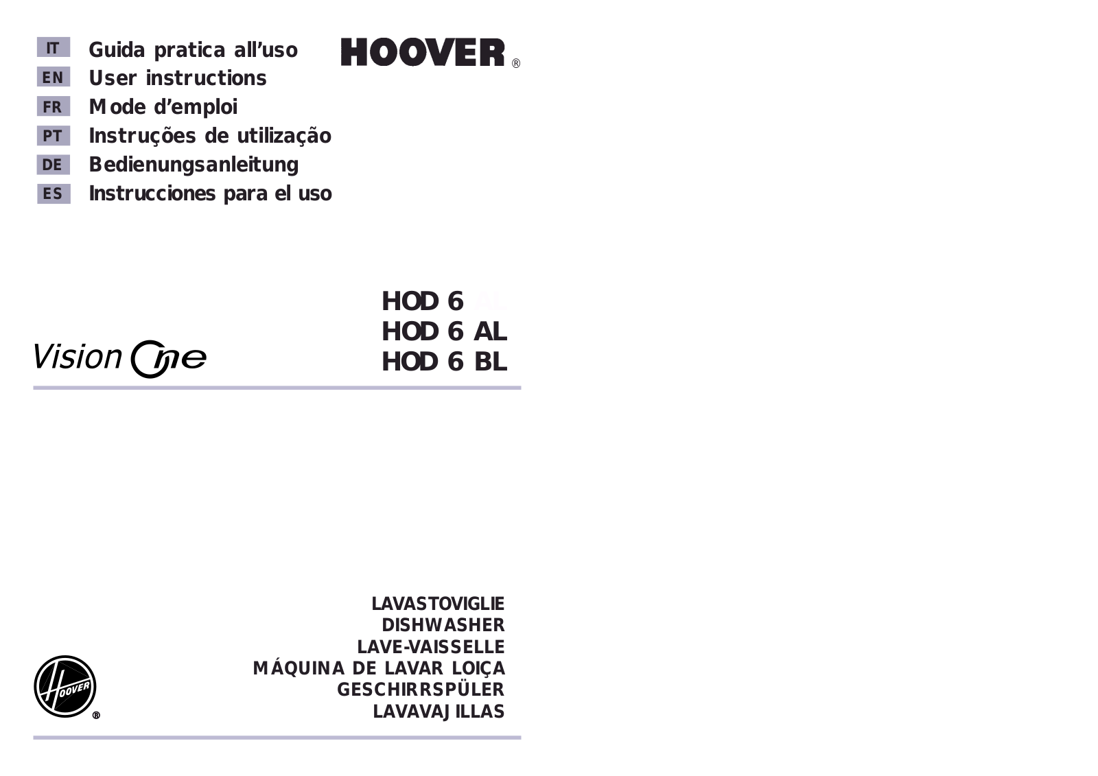 HOOVER HOD 6 Alu, HOD 6/1, HOD 6 BL/1, HOD 6 User Manual