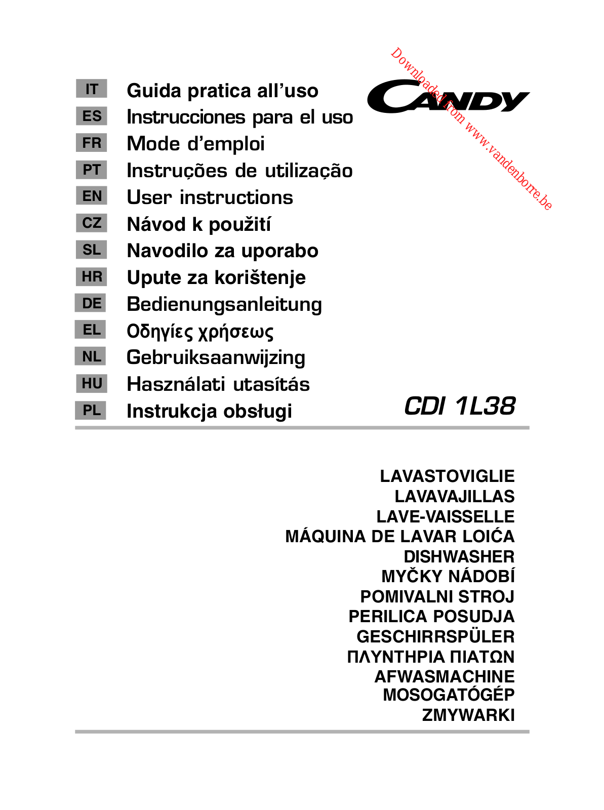 CANDY CDI 1LS38-02 User Manual