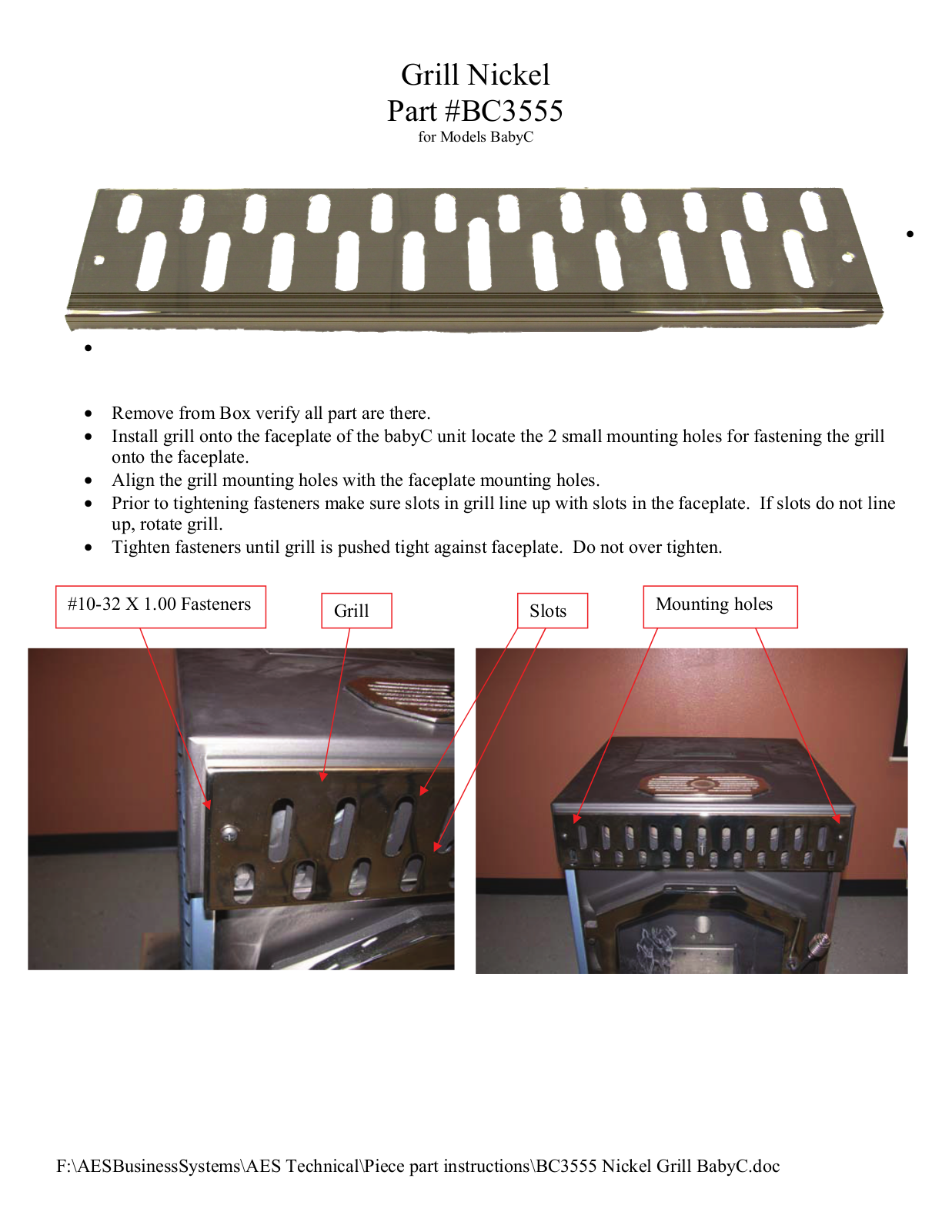 American Energy Systems BC3555 Grill User Manual