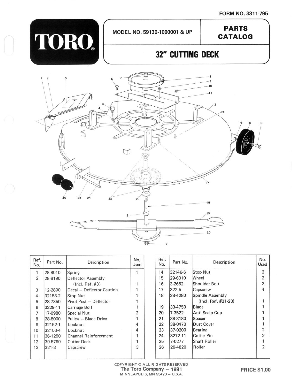 Toro 59130 Parts Catalogue