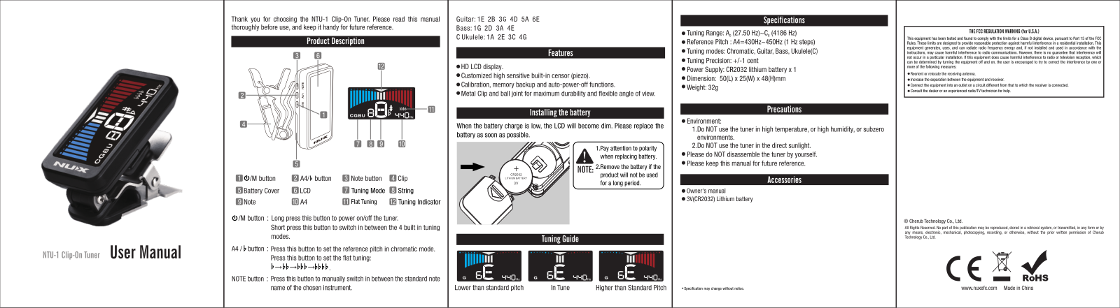 Nux NTU-1 Owner`s Manual