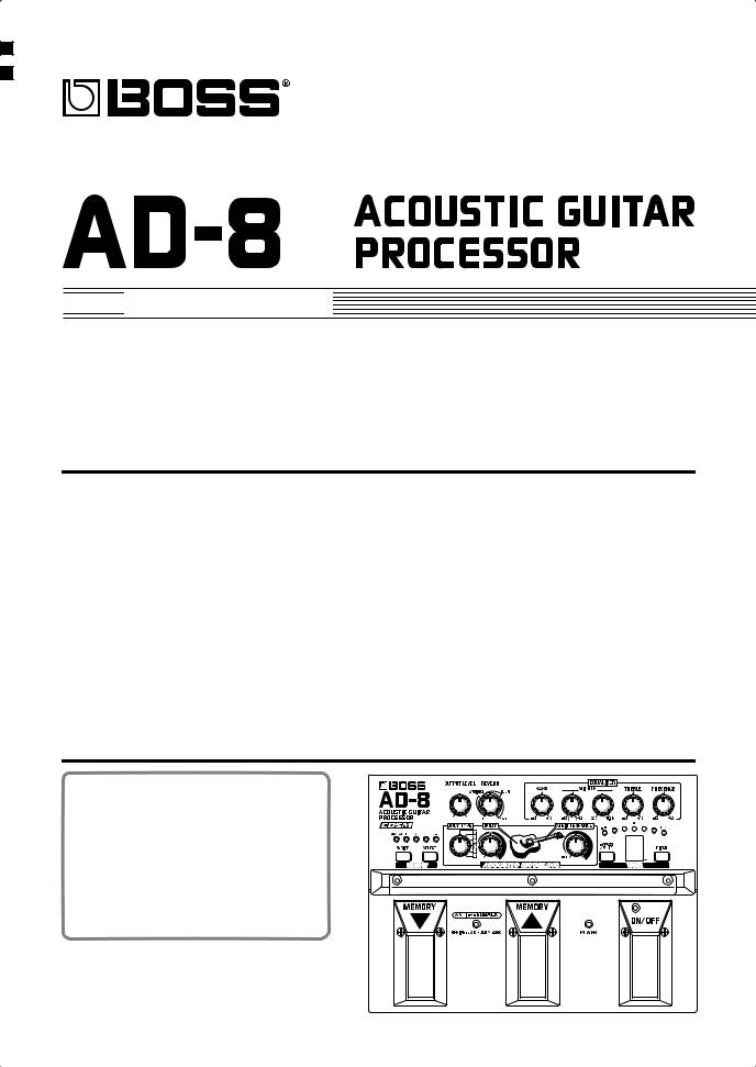 Boss AD8 Owner’s Manual