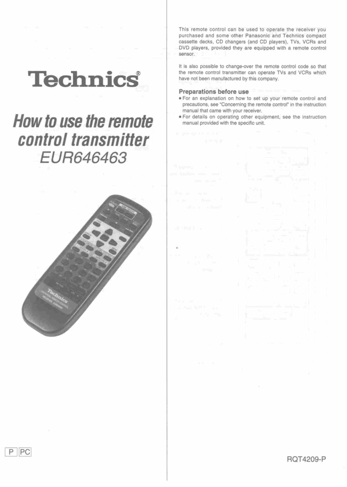 Panasonic EUR646463 User Manual