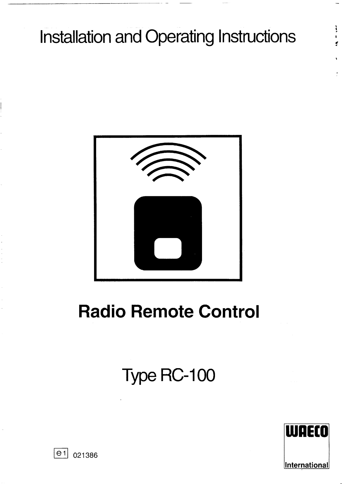 Waeco RC-100 User guide