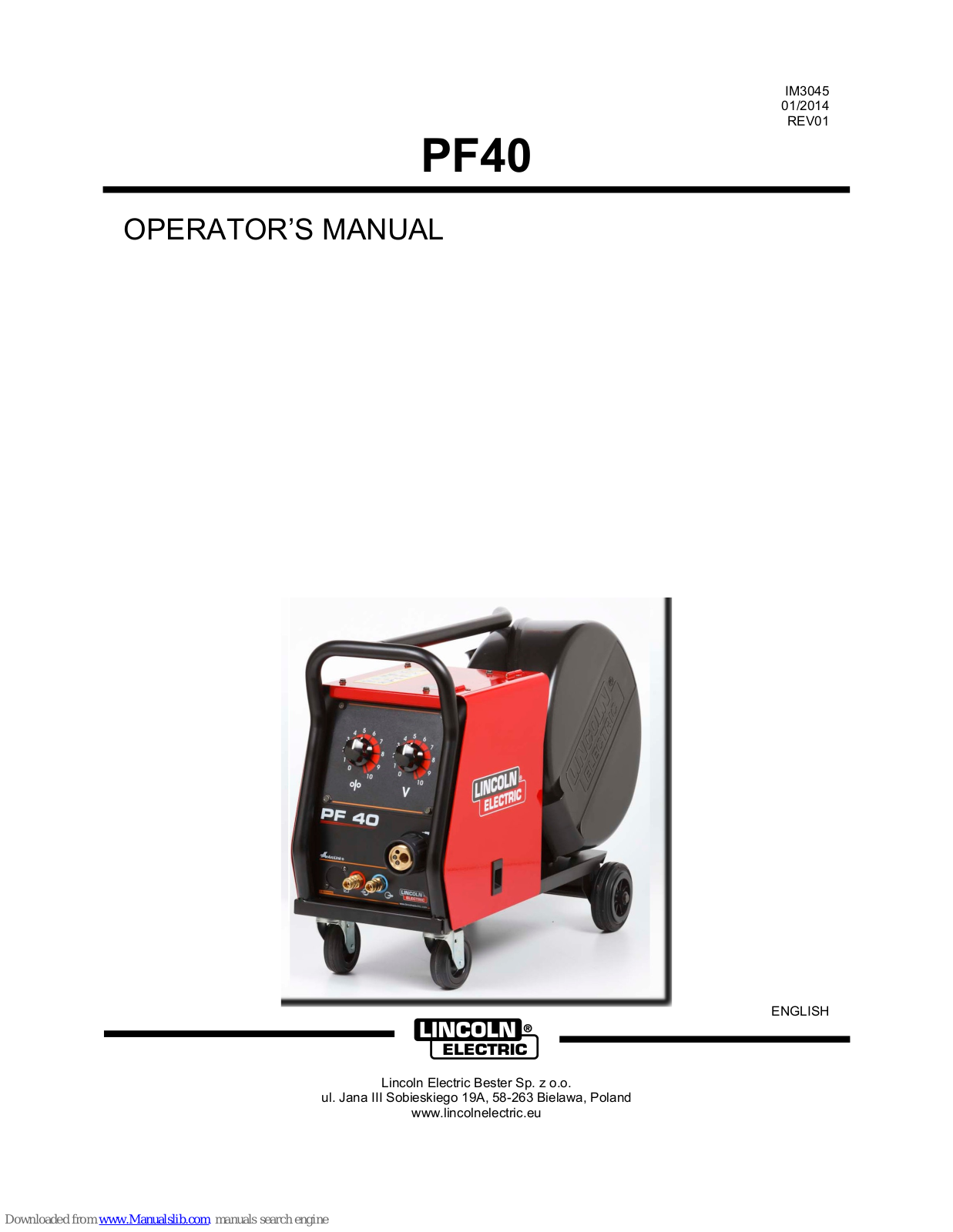 Lincoln Electric pf40 Operator's Manual