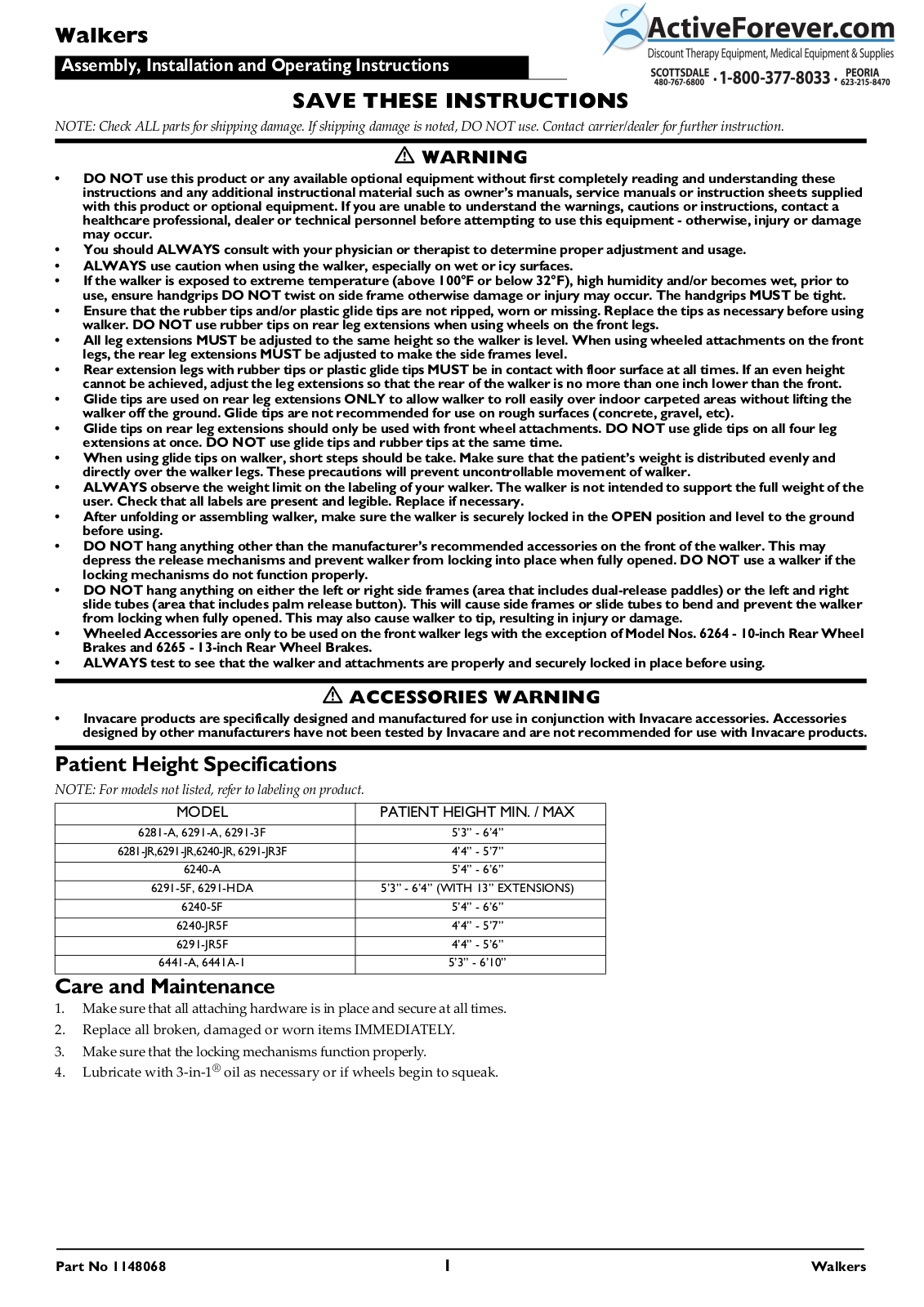 Activeforever Invacare Dual Release Walker User Manual