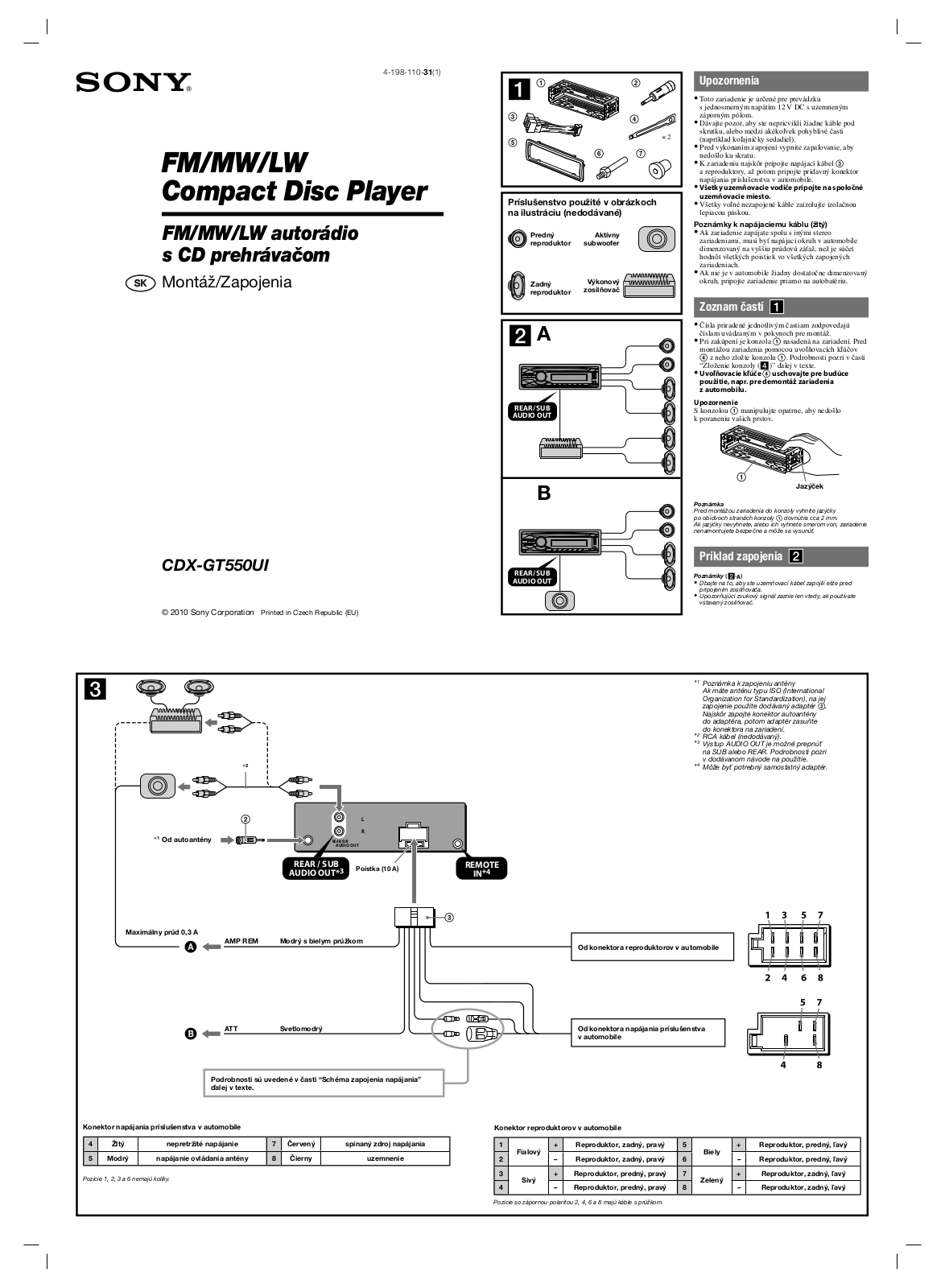 Sony CDX-GT550UI Installation manual