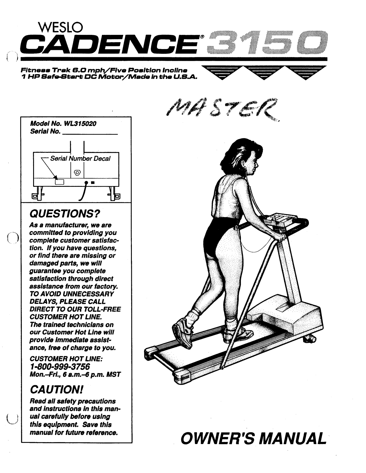 Weslo WL315020 Owner's Manual