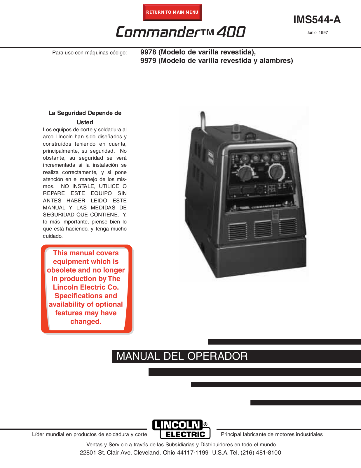 Lincoln Electric IM544 User Manual