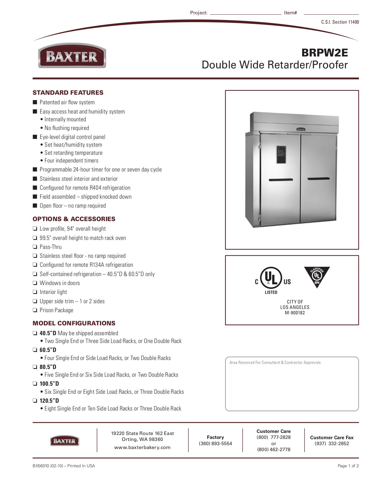 Mannhart BRPW2E Specifications