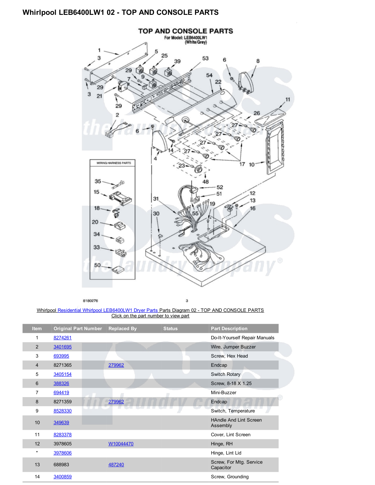 Whirlpool LEB6400LW1 Parts Diagram