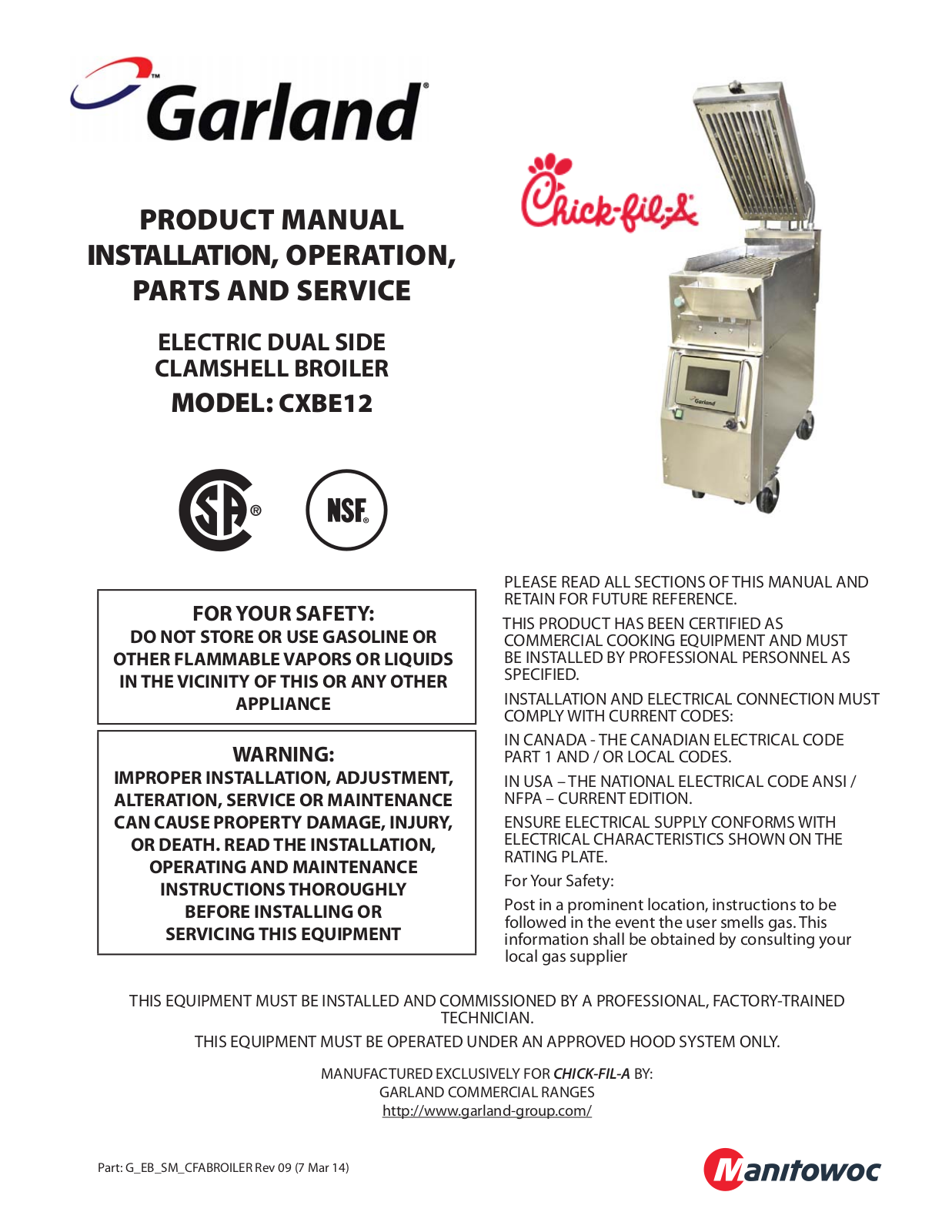 Garland CXBE12 Service Manual