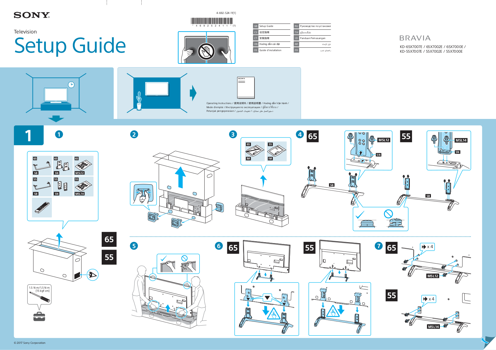 Sony KD-65X7007E, KD-65X7002E, KD-65X7000E, KD-55X7007E, KD-55X7002E Setup Manual