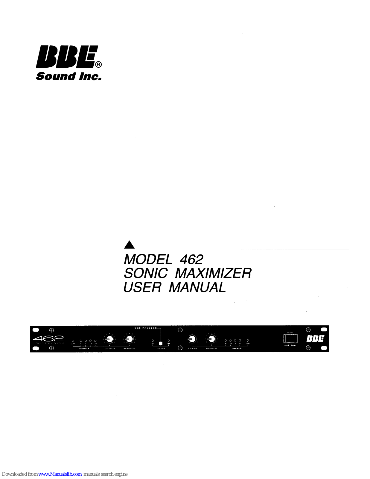 BBE Sound Sonic Maximizer BBE 462, Sonic Maximizer 462 User Manual