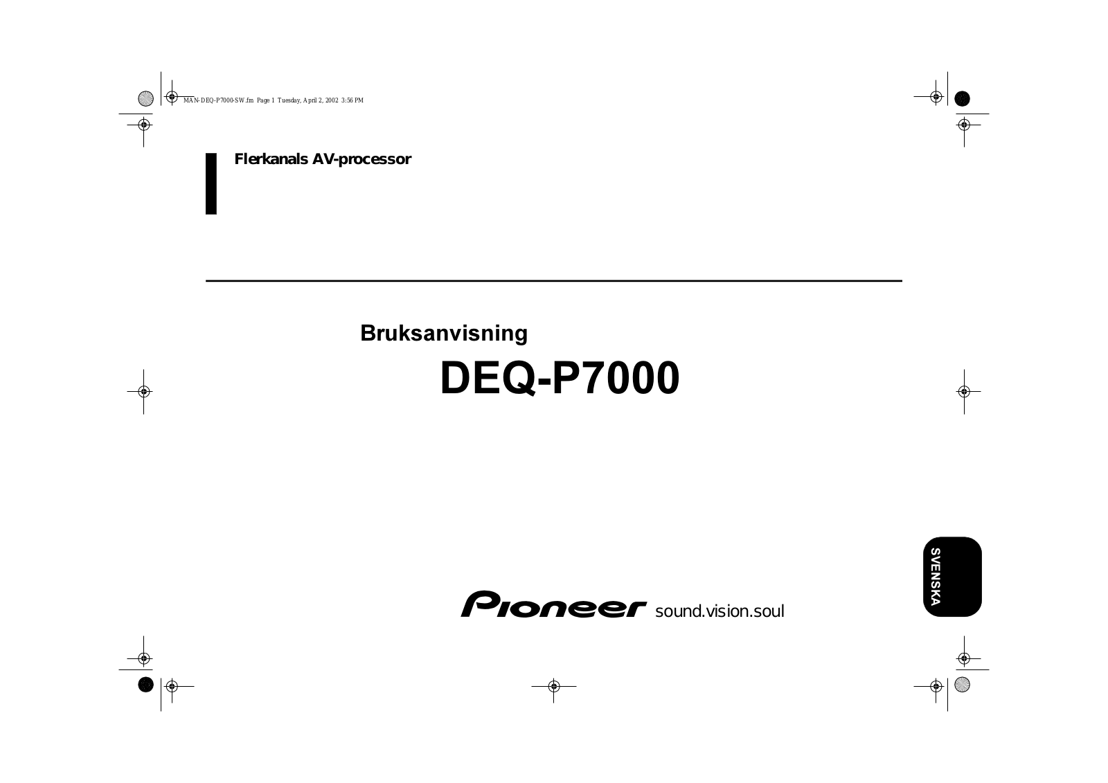 Pioneer DEQ-P7000 User manual