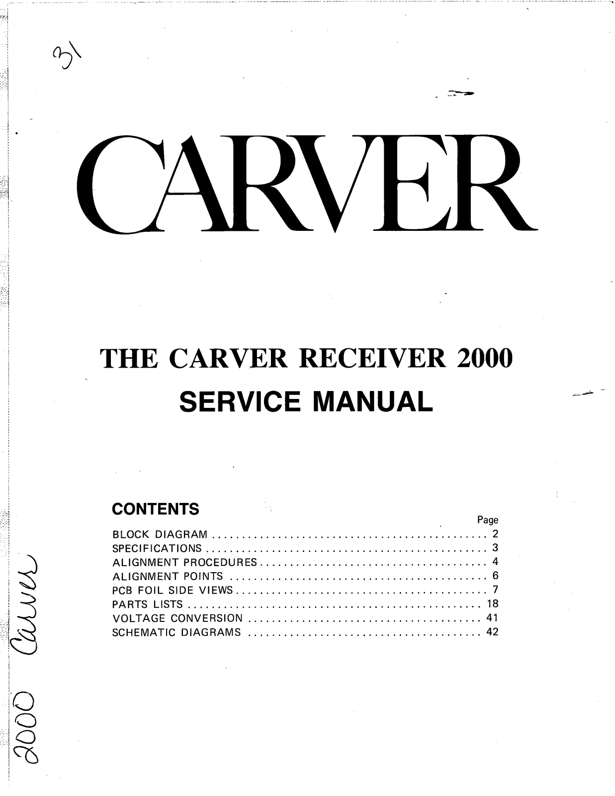 Carver MXR-2000 Service manual