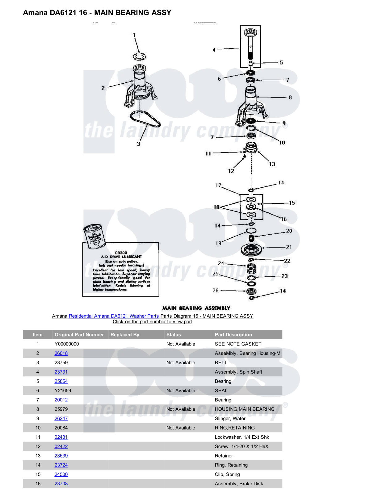 Amana DA6121 Parts Diagram