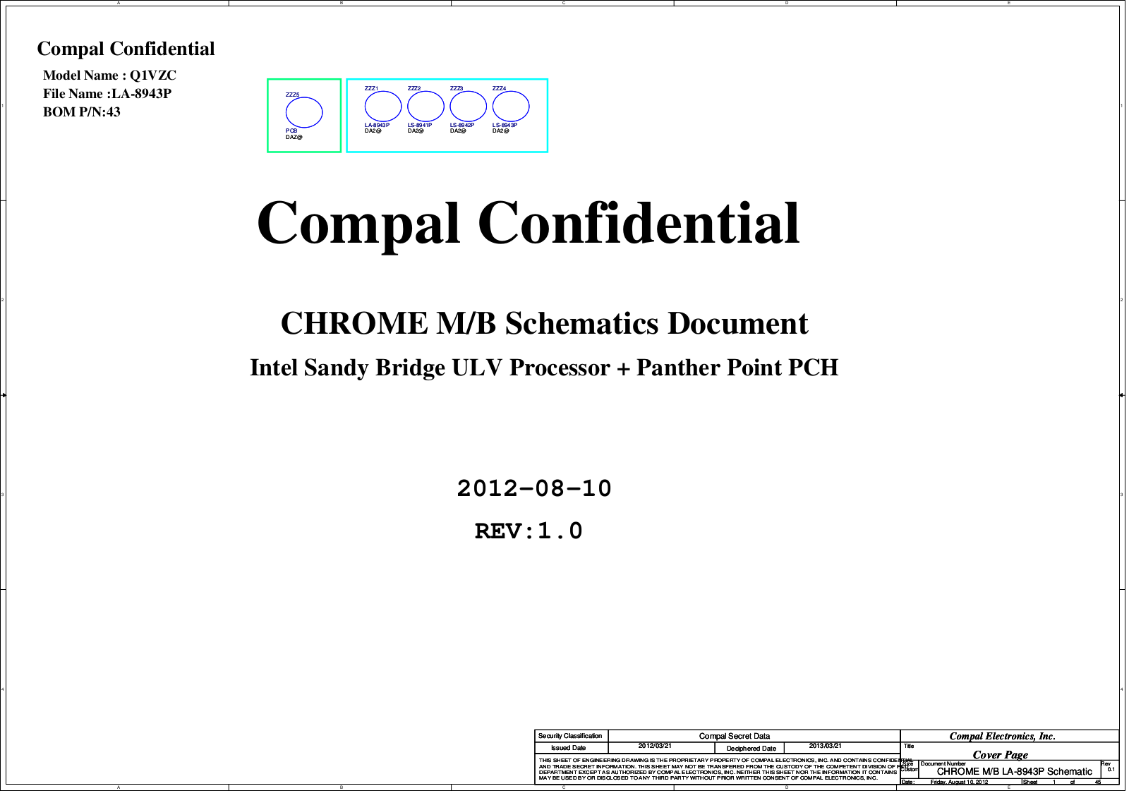 Compal LA-8943P Q1VZC Chrome, Chromebook C710 Schematic