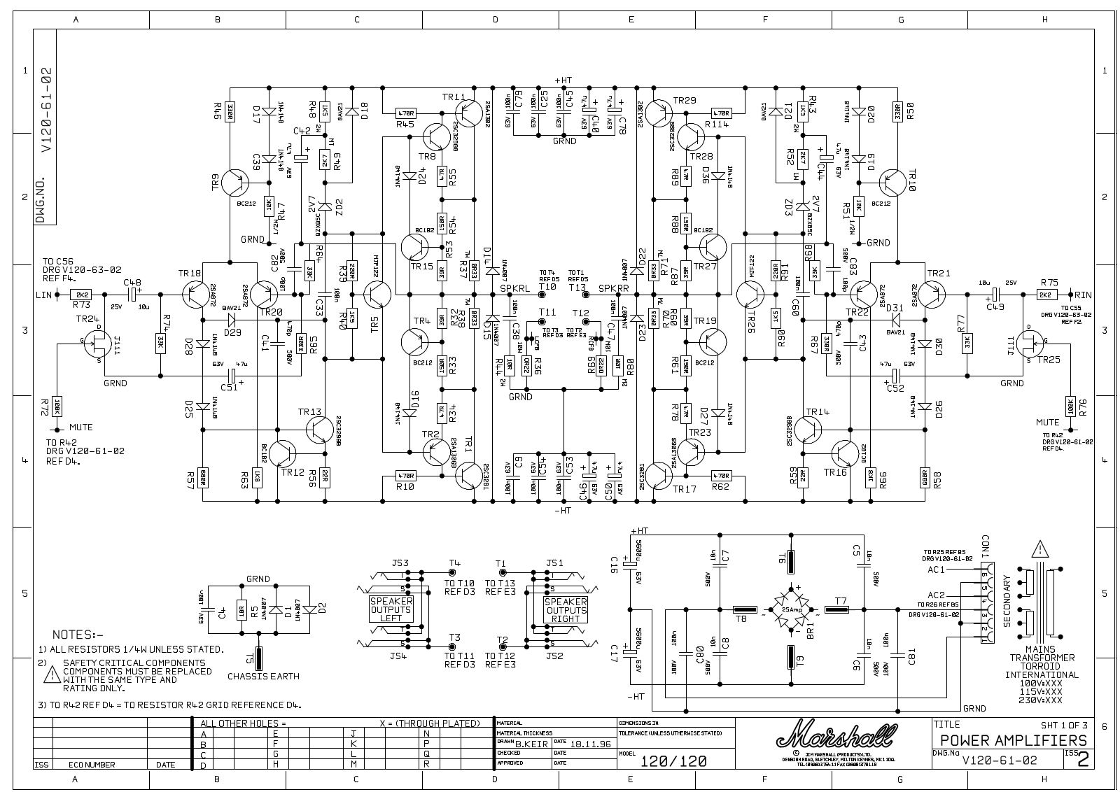 Marshall 120-Power Schematic