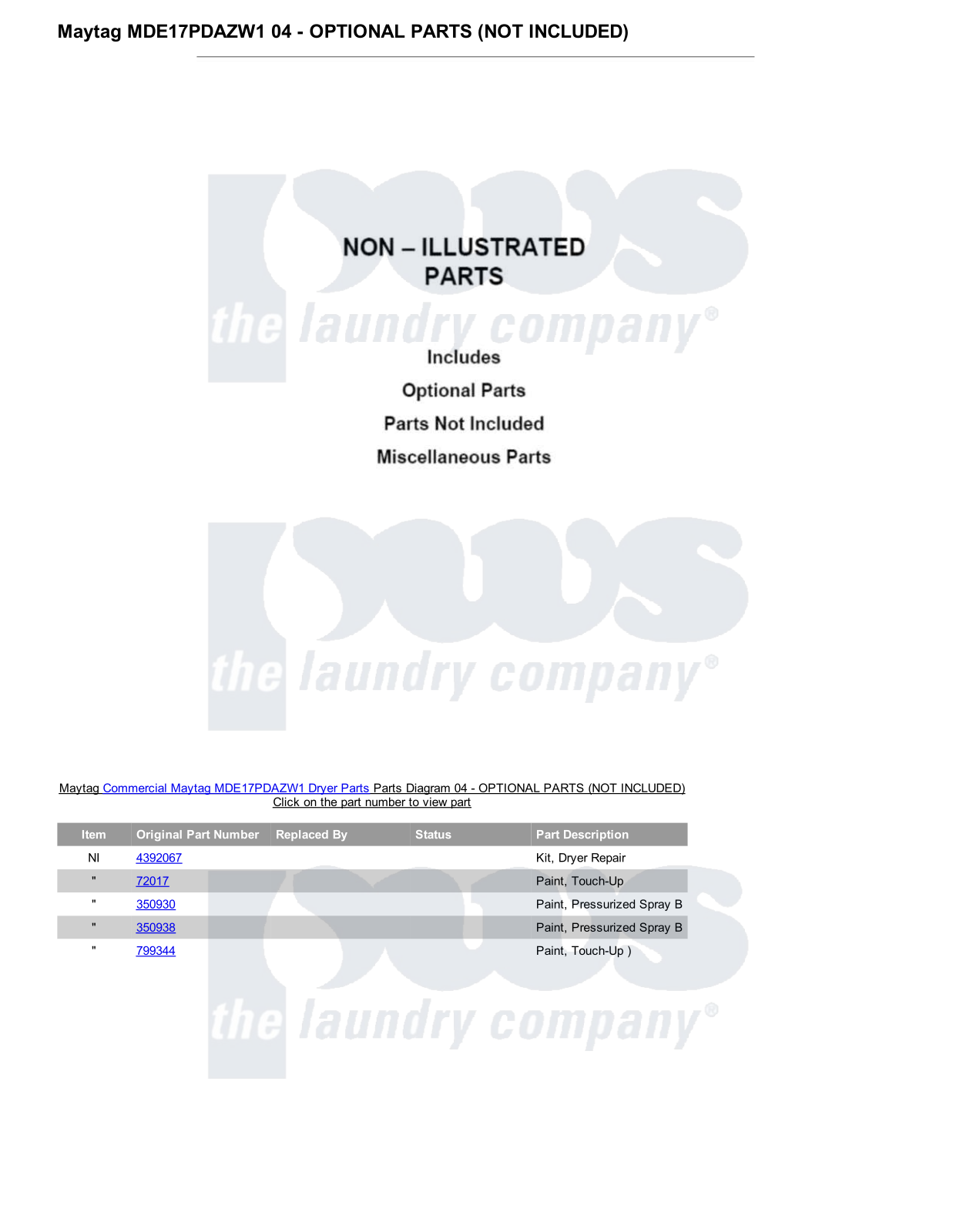 Maytag MDE17PDAZW1 Parts Diagram