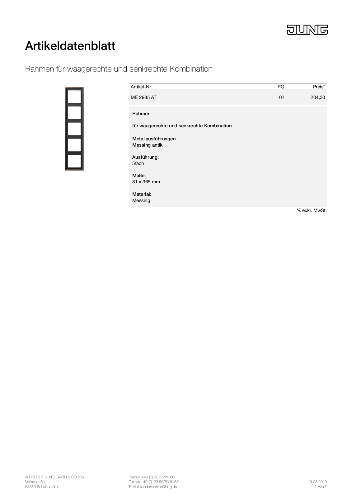 Jung ME 2985 AT User Manual