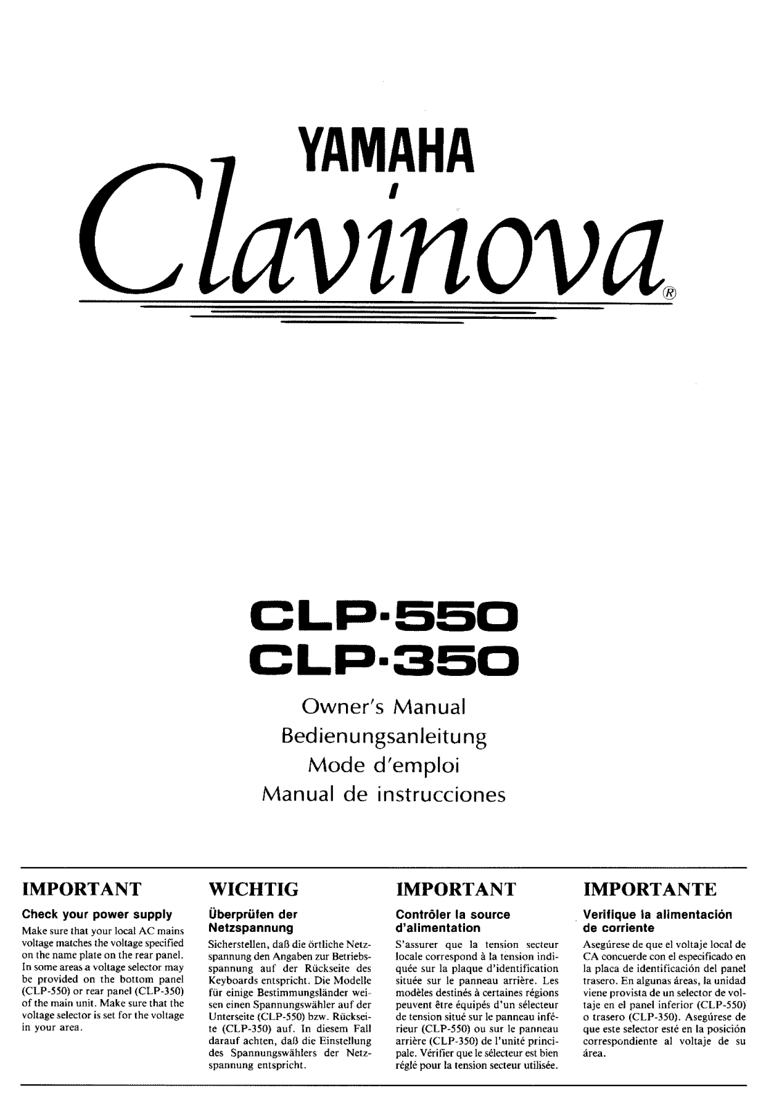 Yamaha CLP-550, CLP-350 User Manual