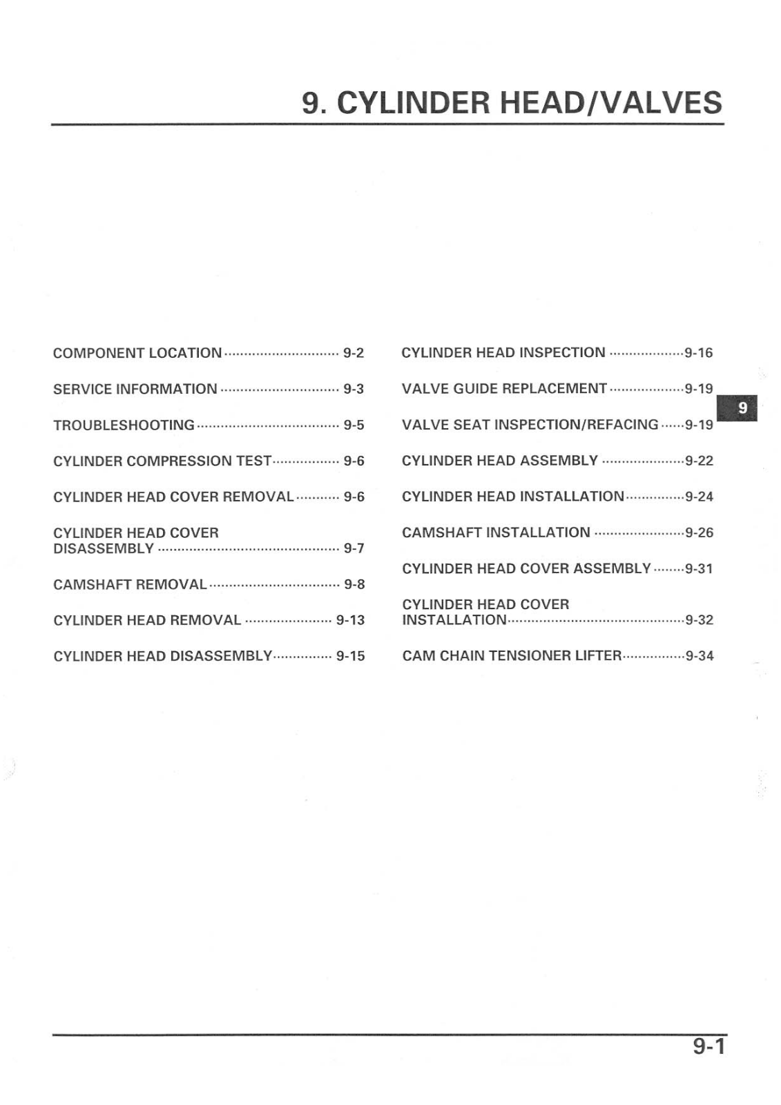 Honda CBR600RR '03 Service Manual Chapter 09 - Cylinder - Heads And Valves