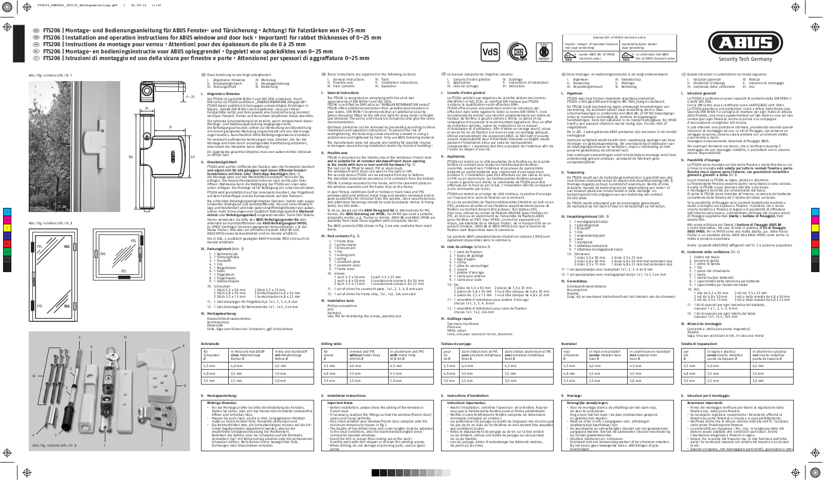 ABUS FTS206 Assembly instructions