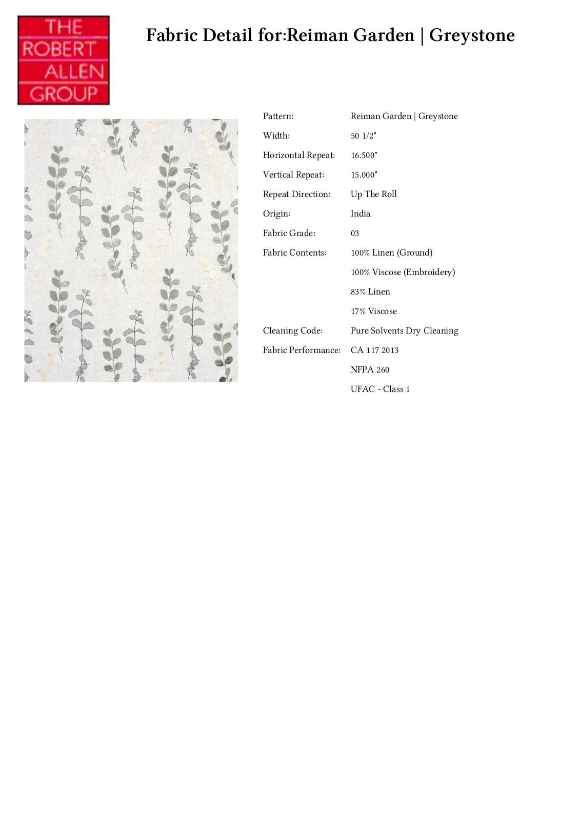 Robert Allen RALF1799 Specifications - ManualMachine.com