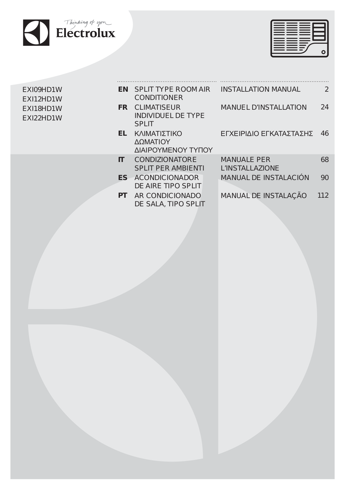 Electrolux EXI09HD1WI User Manual