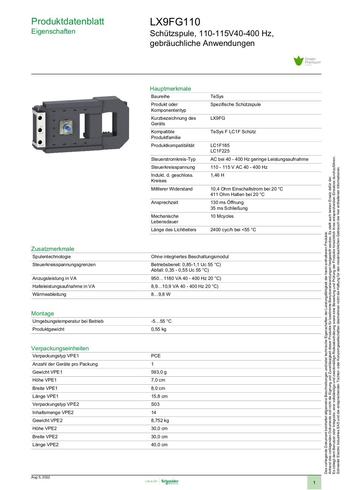 SCHNEIDER ELECTRIC LX9FG110 Datasheet - ManualMachine.com