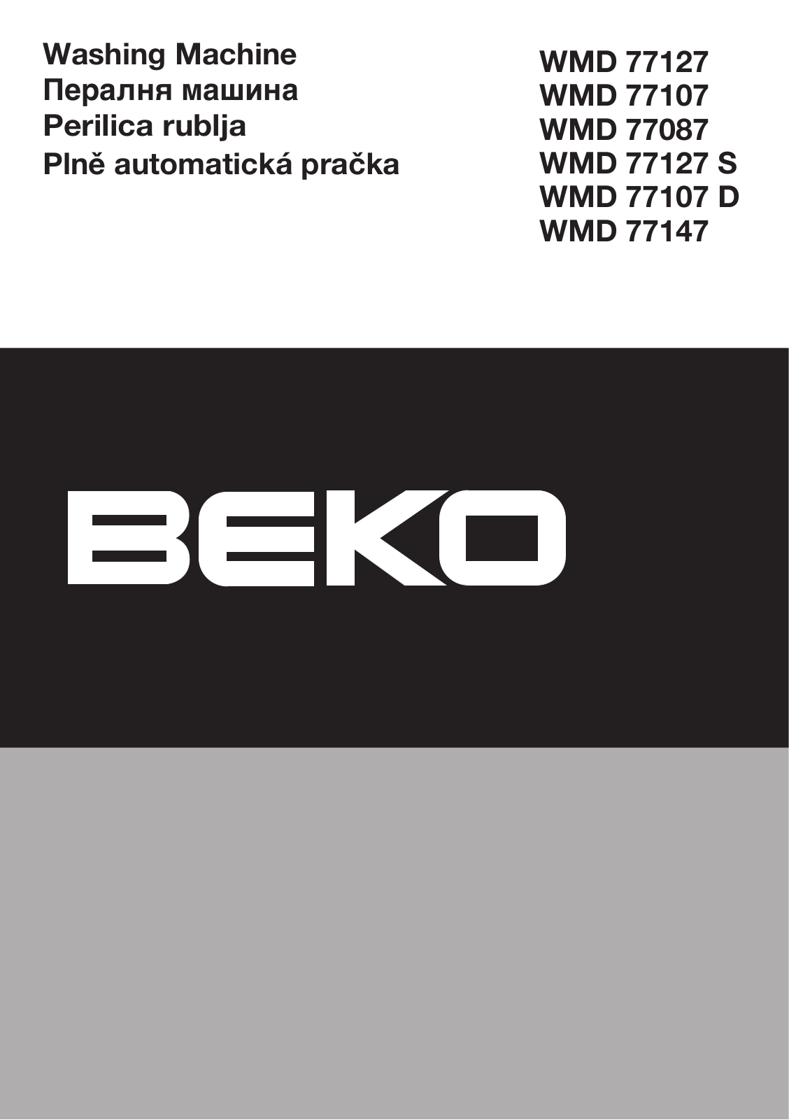 Beko WMD 77127, WMD 77107, WMD 77087, WMD 77127 S, WMD 77107 D User manual