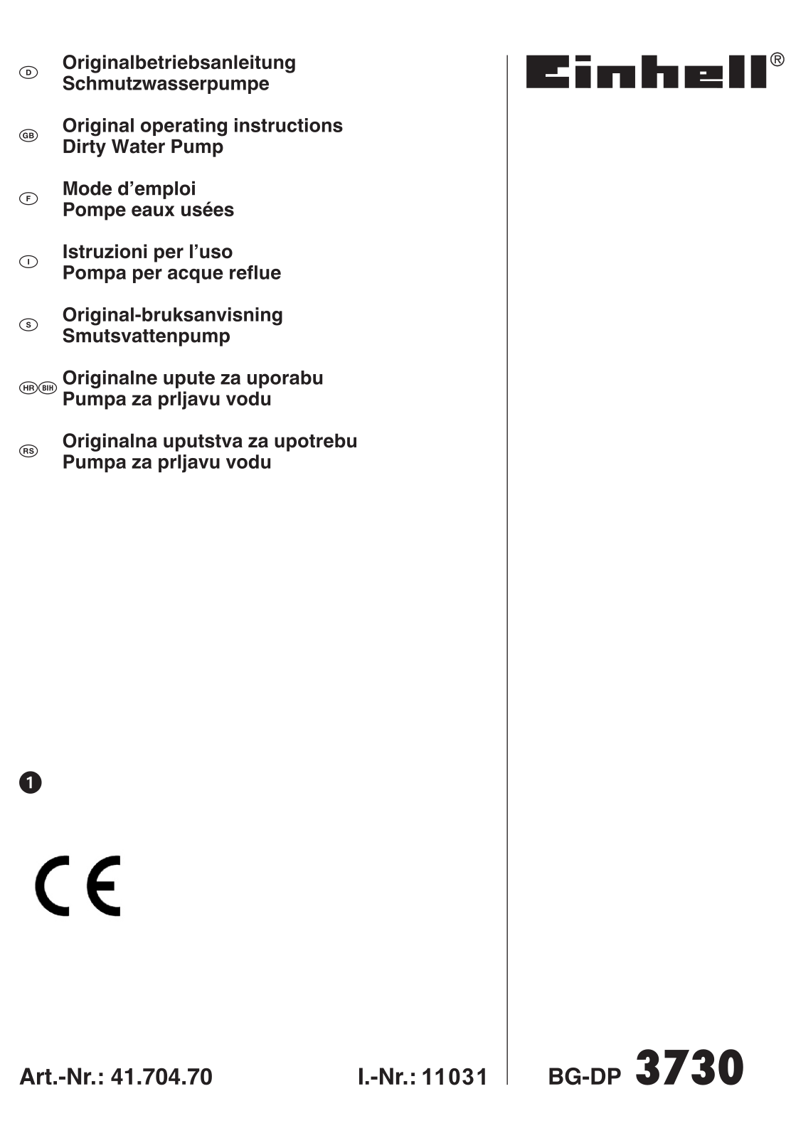 Einhell 4170470 Operating Instructions