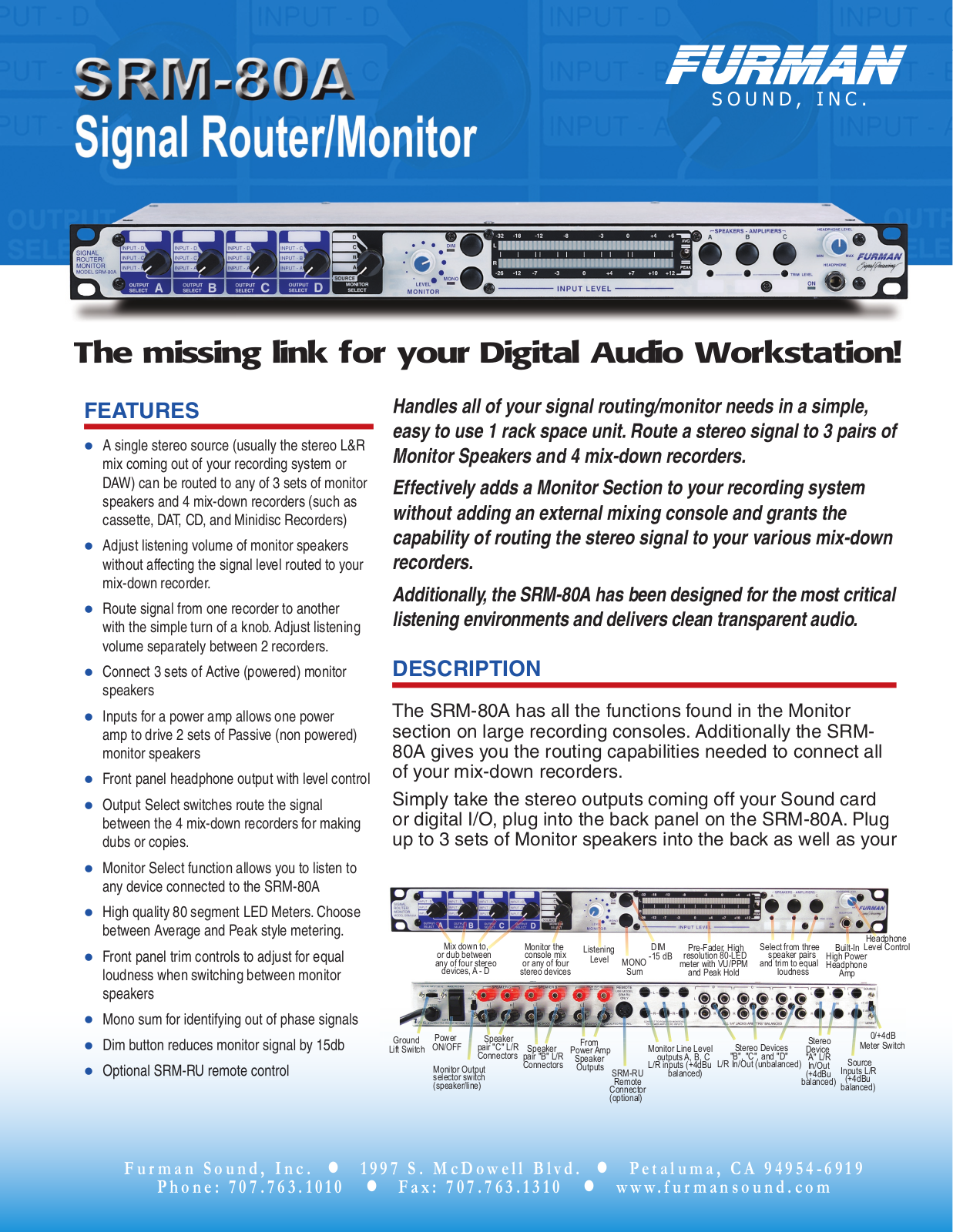 Furman Sound SRM-80A User Manual